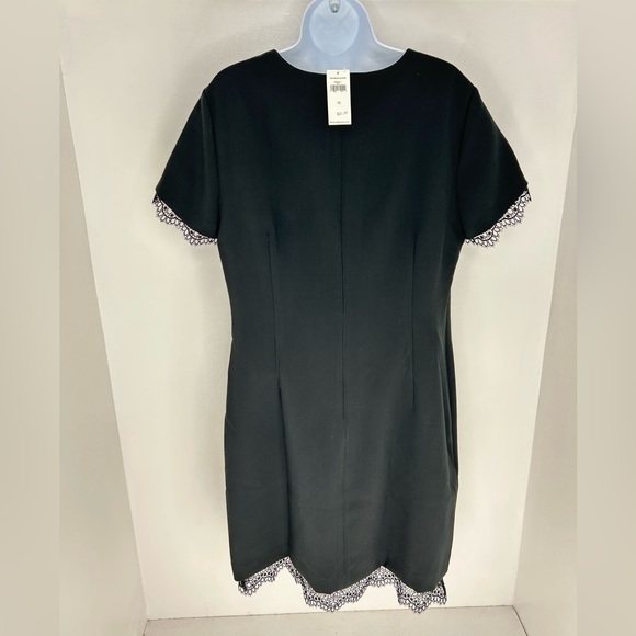 Banana Republic NWT Dress Black 10 Short Sleeve Eyelash Lace Trim Sheath Career - Picture 7 of 16